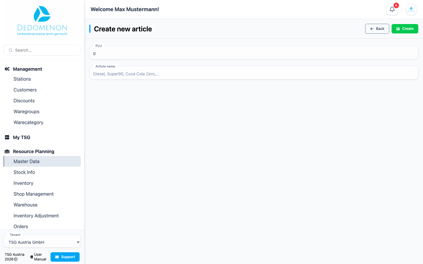 The form for creating a new article