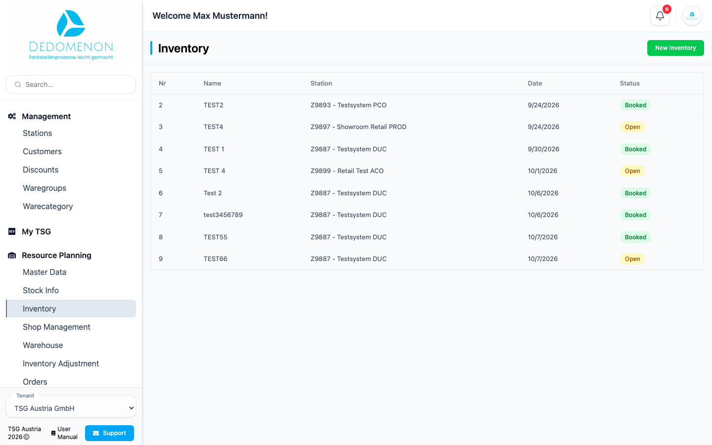 The list of inventories