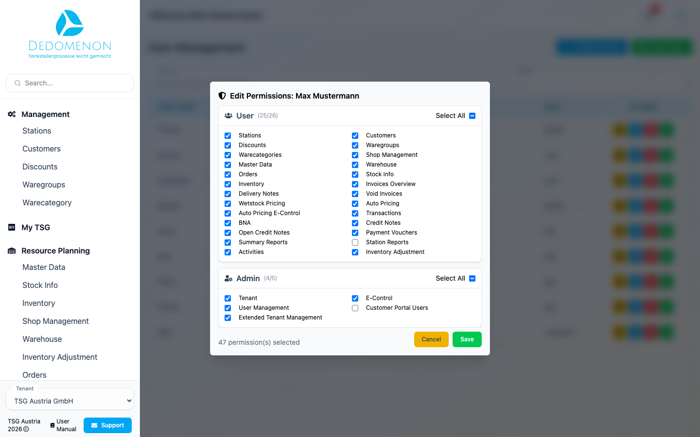 The Edit Permissions dialog